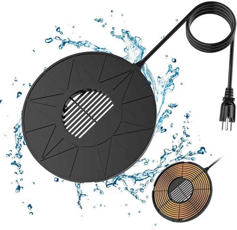 Runbvane 70W Bird Bath Heater for Outdoor in Winter, Heater Pond De-Icer with Thermostat,Chicken Water Heater Black - Image 3